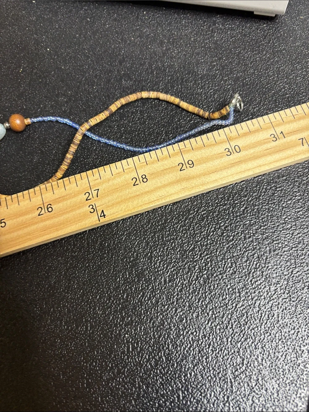 Handcrafted Boho Wood Muti Media Blue and Green Beaded Layered Necklace